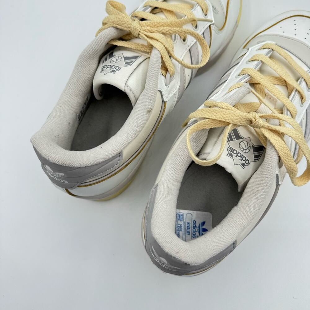 Adidas Rivalry Low 86 Core White Grey Leather Lace-Up Sneakers Men’s Size 10.5 - Picture 6 of 9